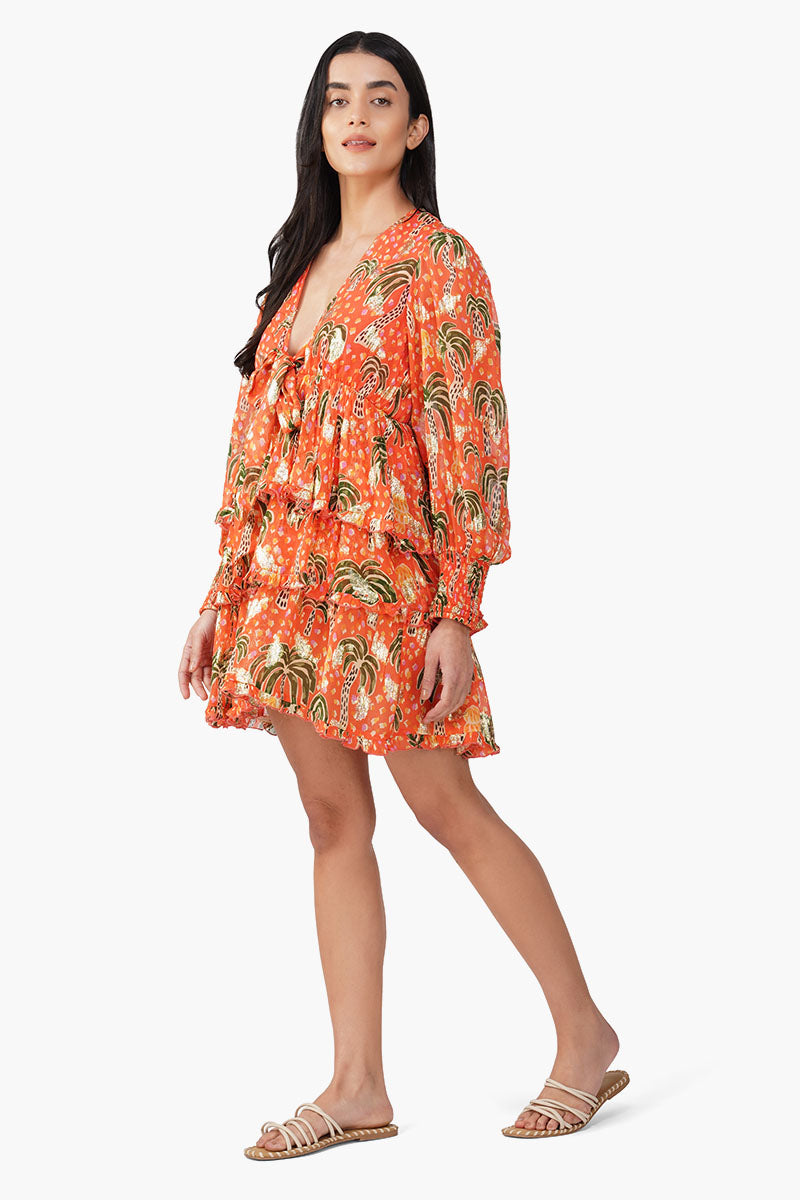 Coral Farm Lurex Printed Knot Short Dress