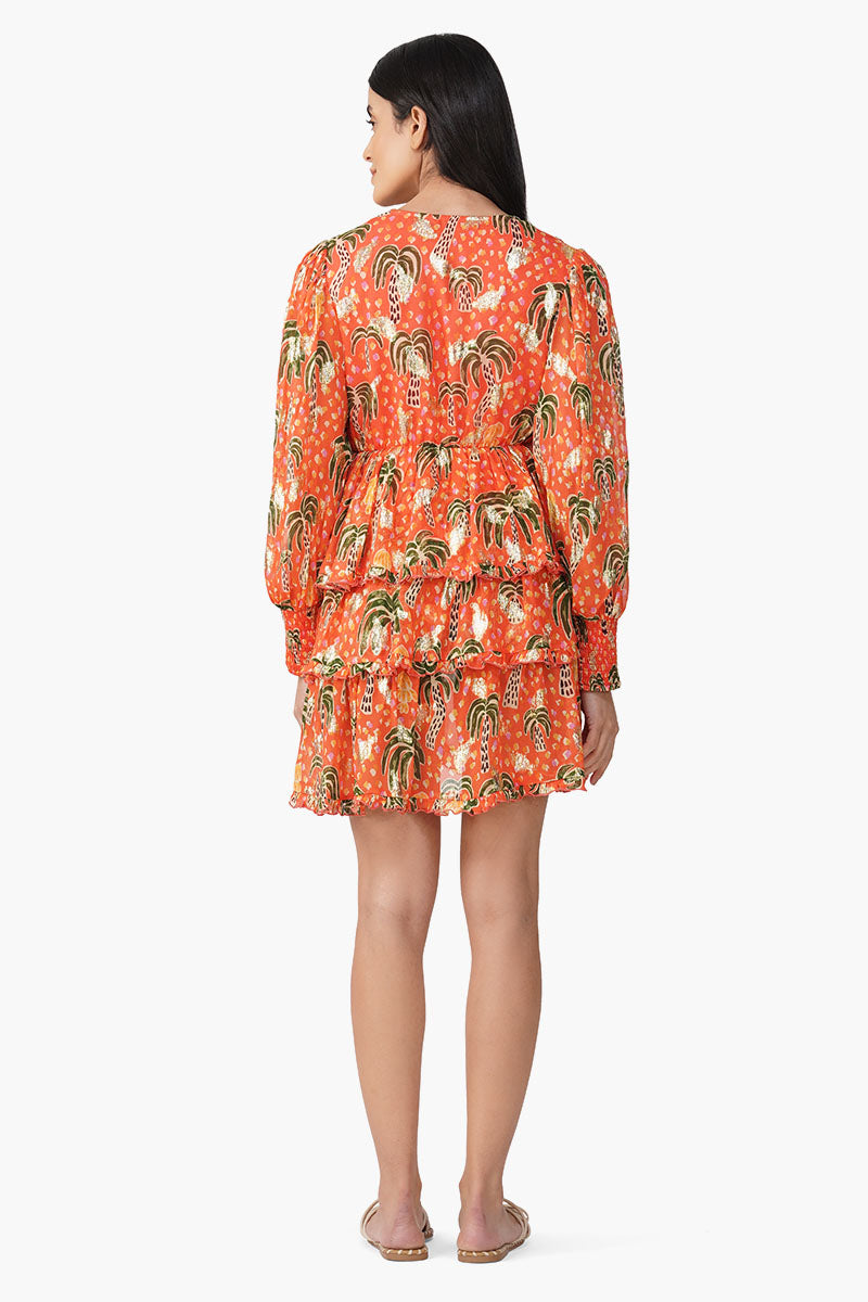 Coral Farm Lurex Printed Knot Short Dress
