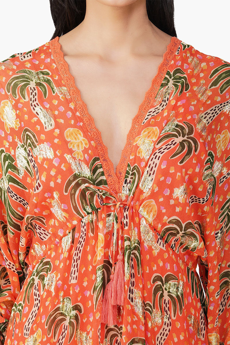 Coral Farm Lurex Printed Dress