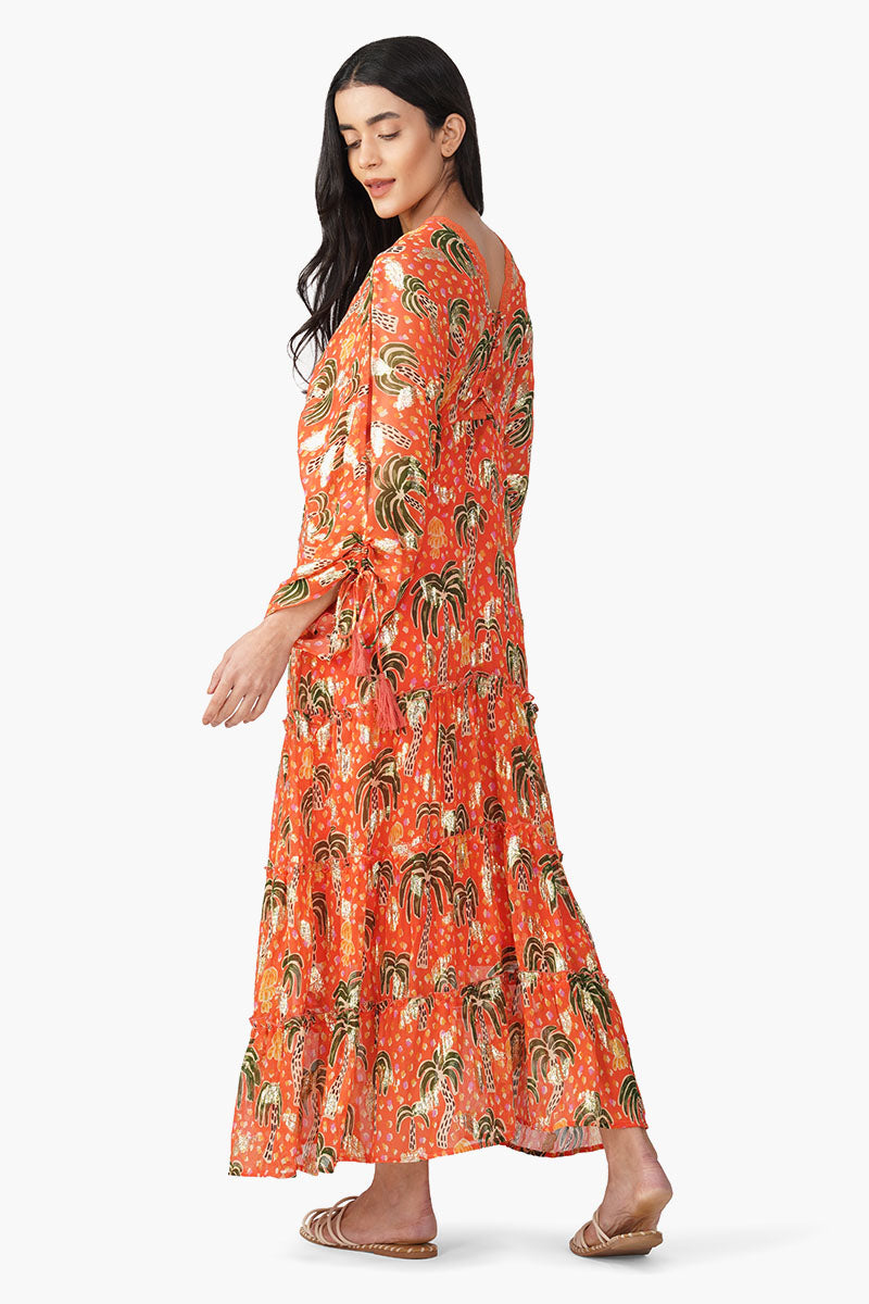 Coral Farm Lurex Printed Dress
