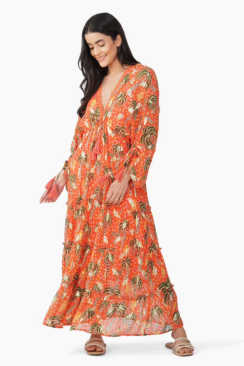 Coral Farm Lurex Printed Dress