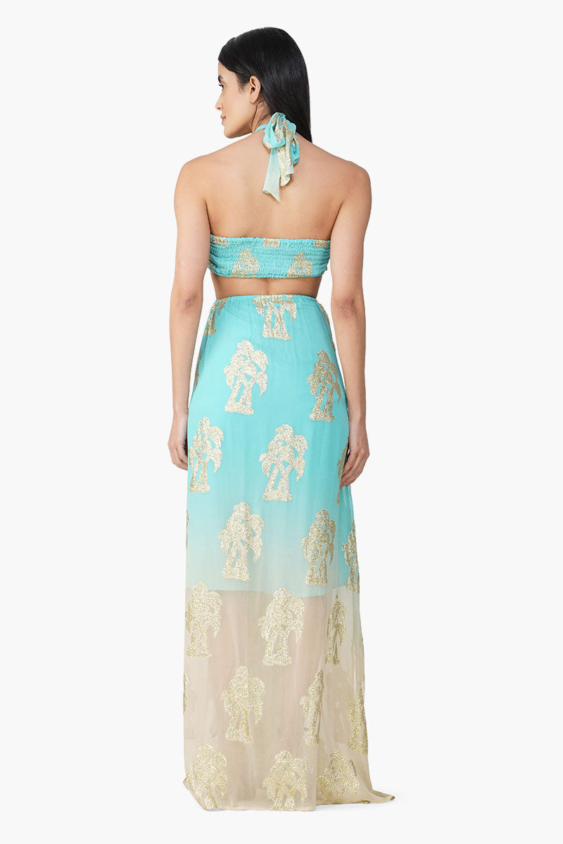 Aquatan Ombray Lurex Halter Dress