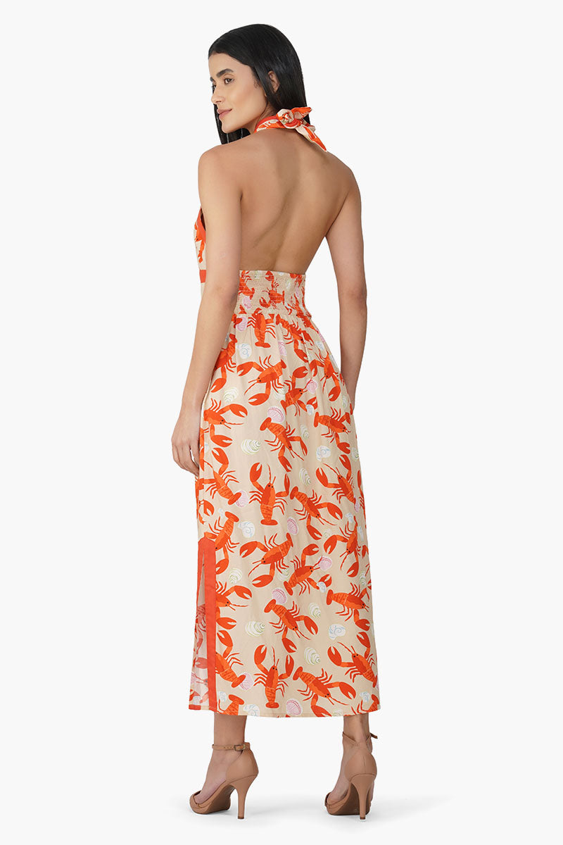 Candy Lobsters Printed Halter Dress