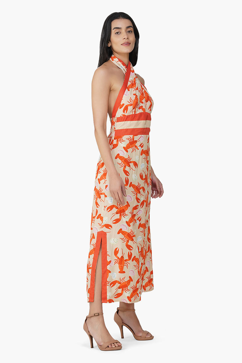 Candy Lobsters Printed Halter Dress