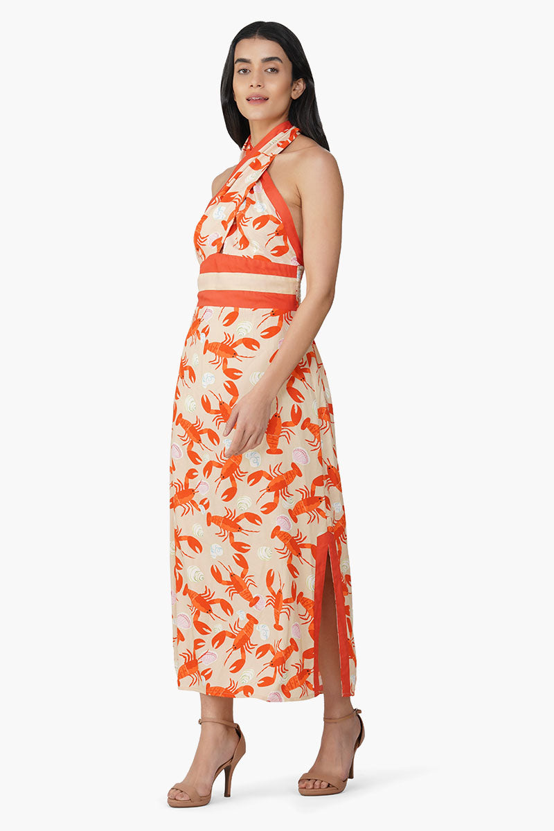 Candy Lobsters Printed Halter Dress