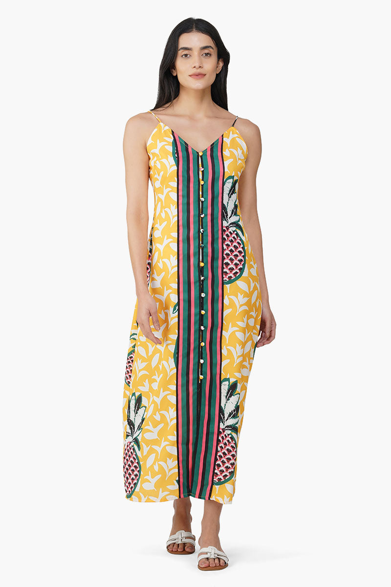Macaroon Ananas Printed Dress