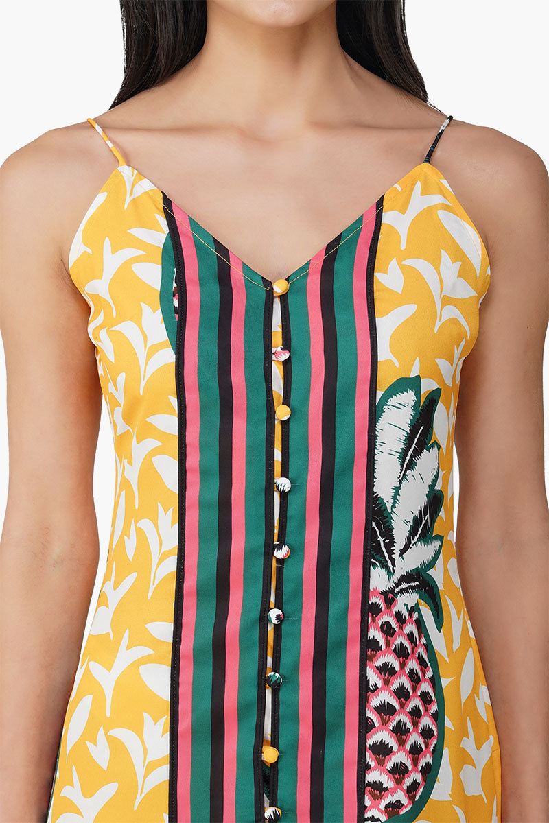 Macaroon Ananas Printed Dress