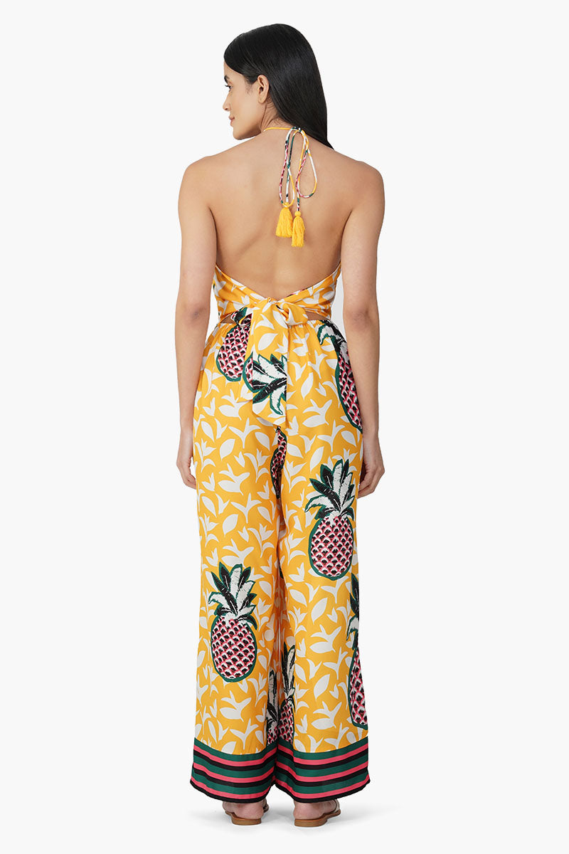 Macaroon Ananas Printed Halter Jumpsuit