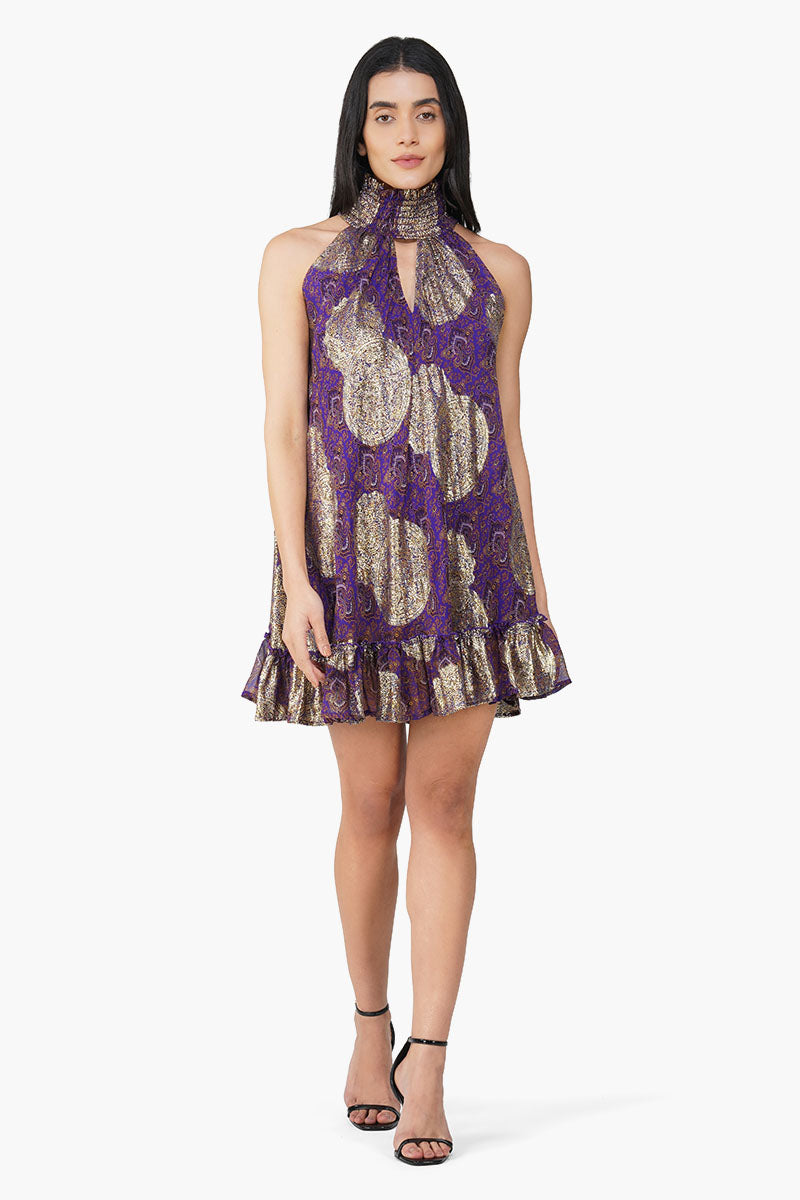 Victoria Iris Printed Short Dress