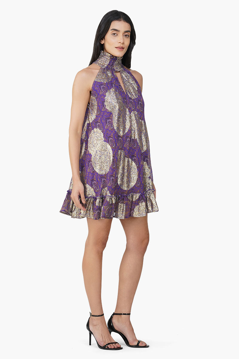 Victoria Iris Printed Short Dress