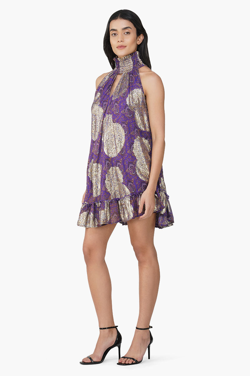 Victoria Iris Printed Short Dress