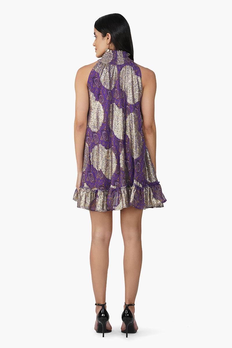 Victoria Iris Printed Short Dress