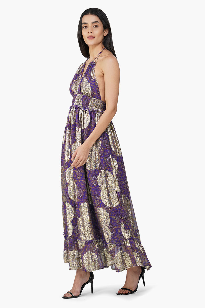 Victoria Iris Printed Halter Dress