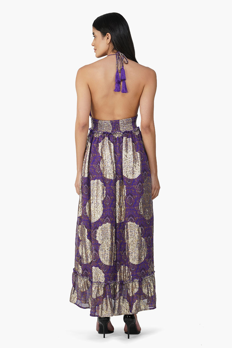 Victoria Iris Printed Halter Dress