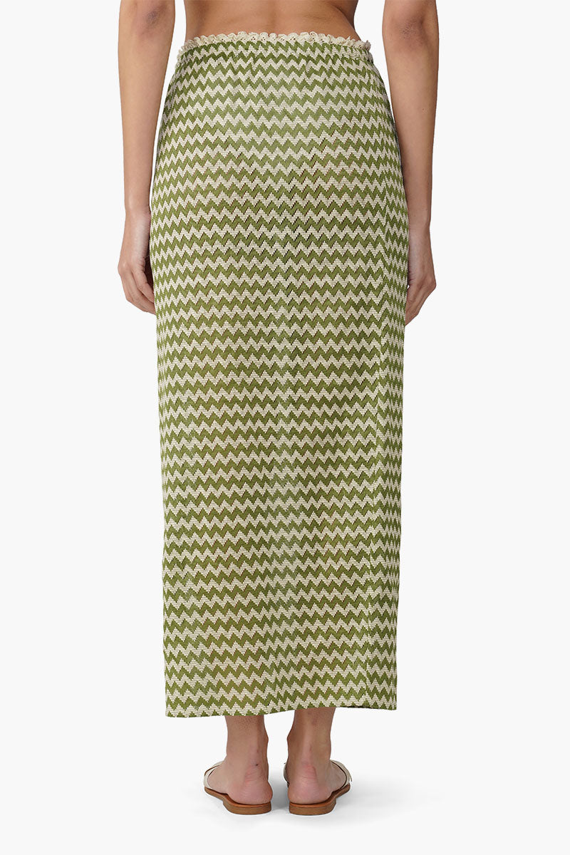 Green Chevron Crochet Lace Fabric Skirt