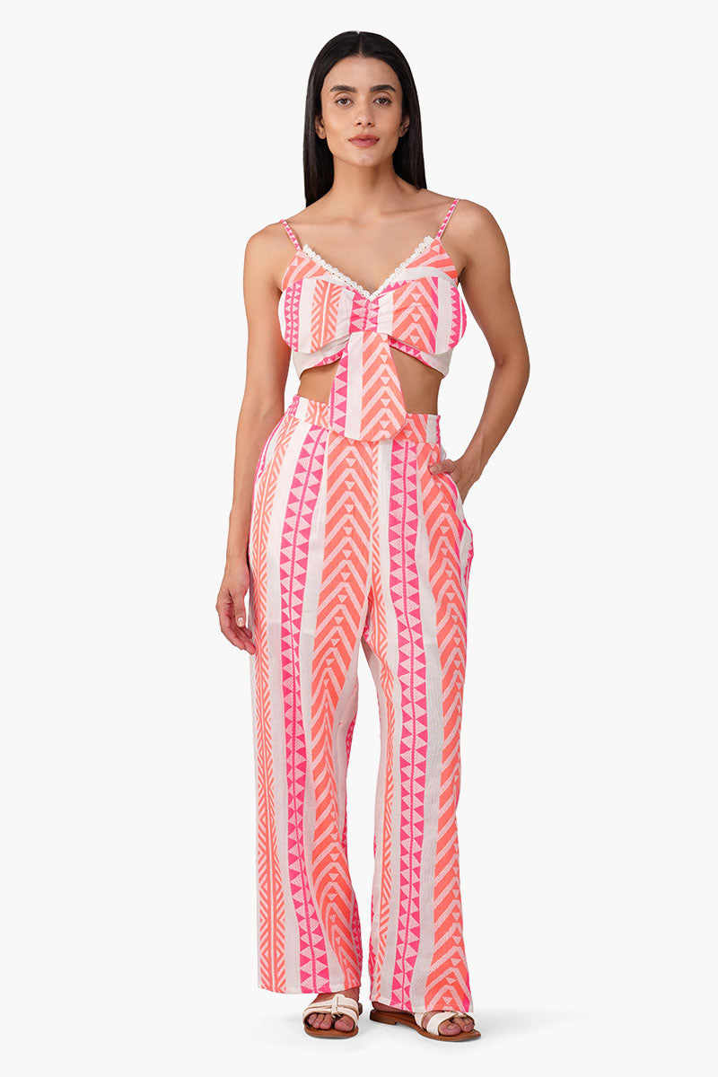 Rosy Salmon Jacquard Top