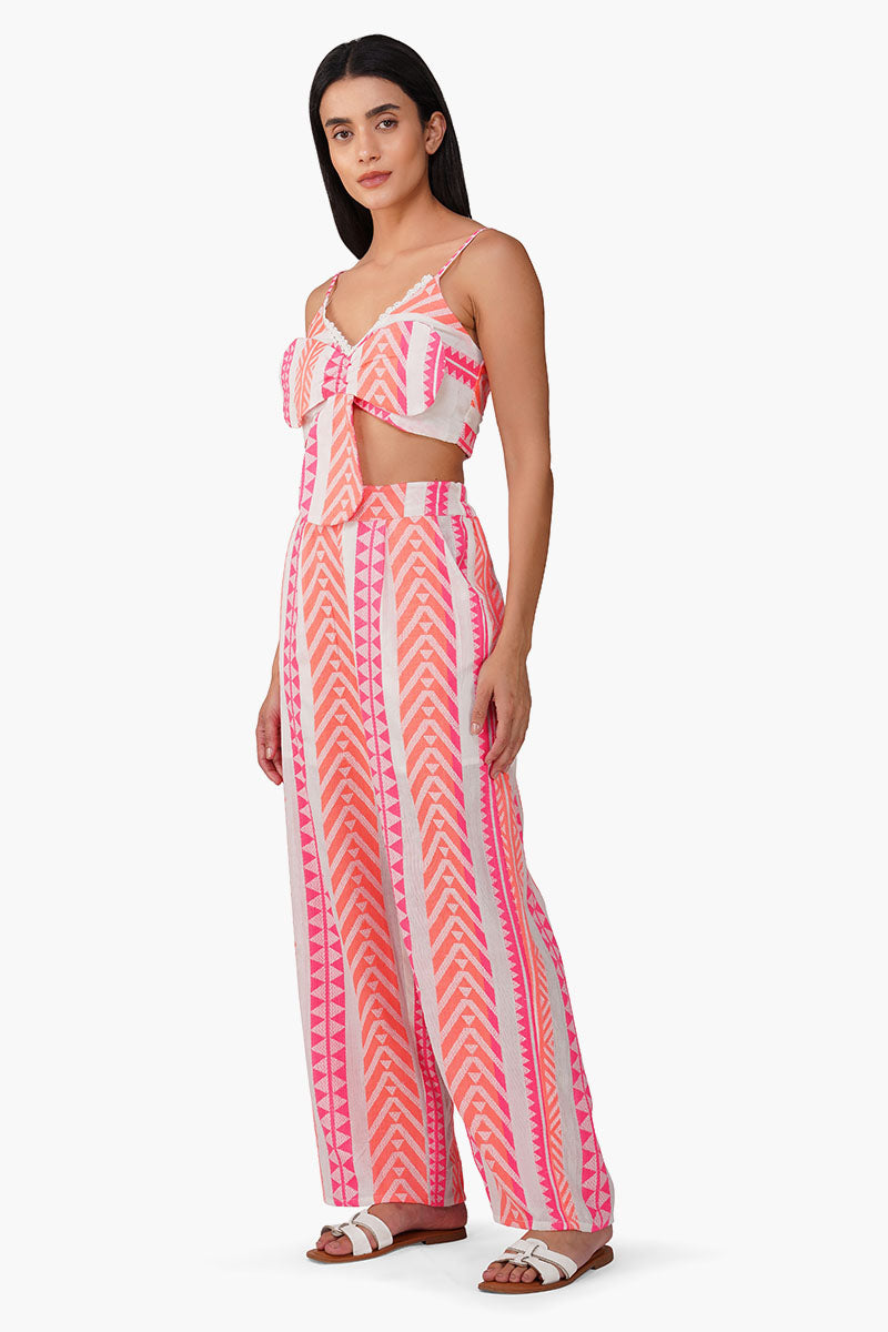 Rosy Salmon Jacquard Top