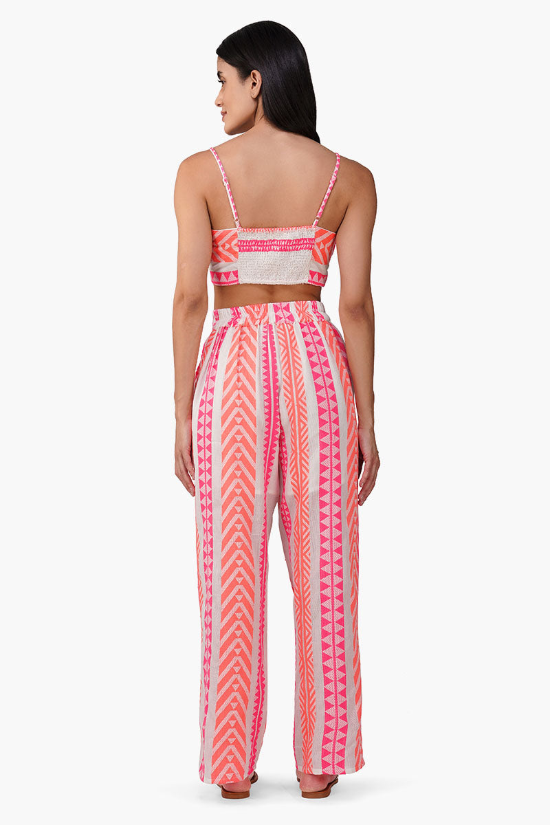 Rosy Salmon Jacquard Top