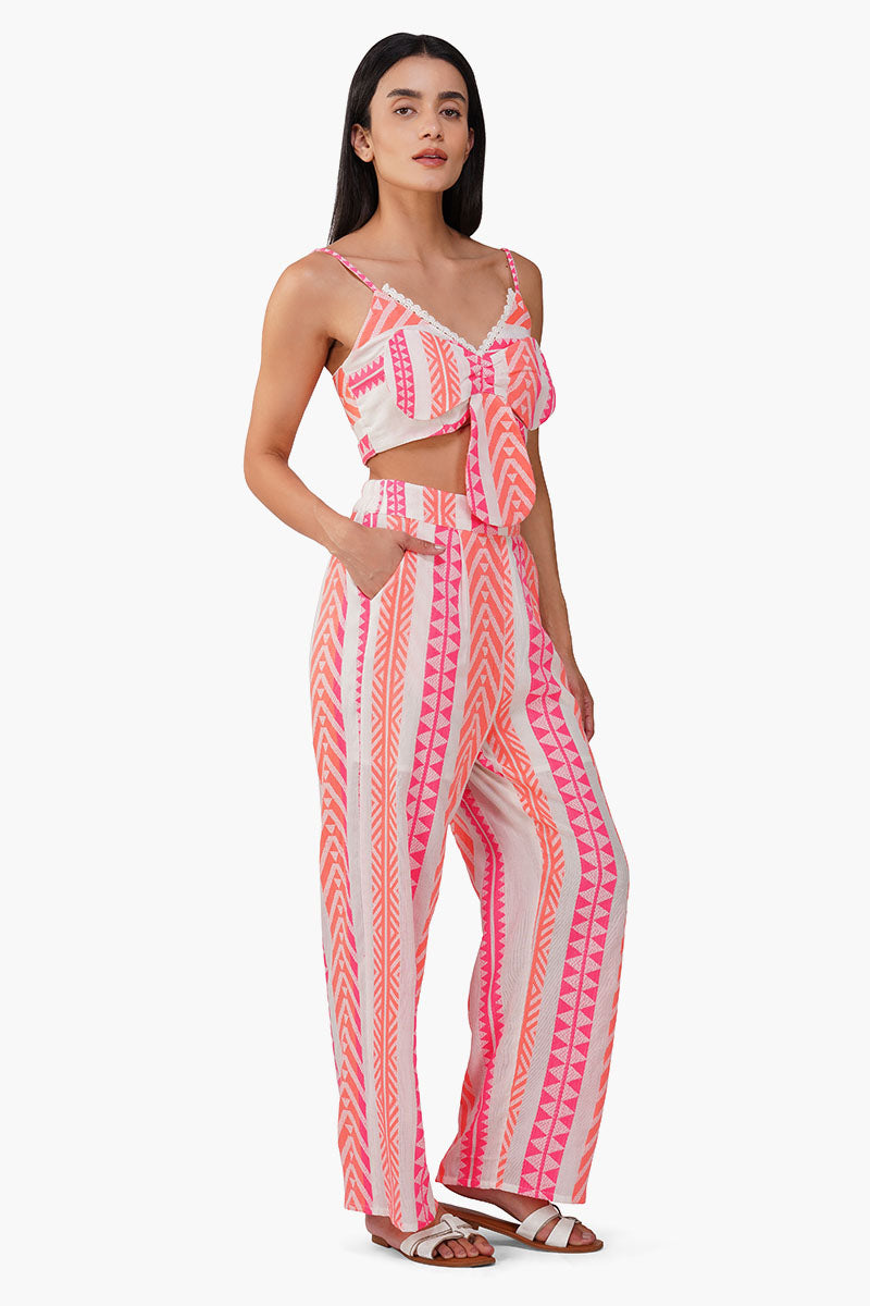 Rosy Salmon Jacquard Top