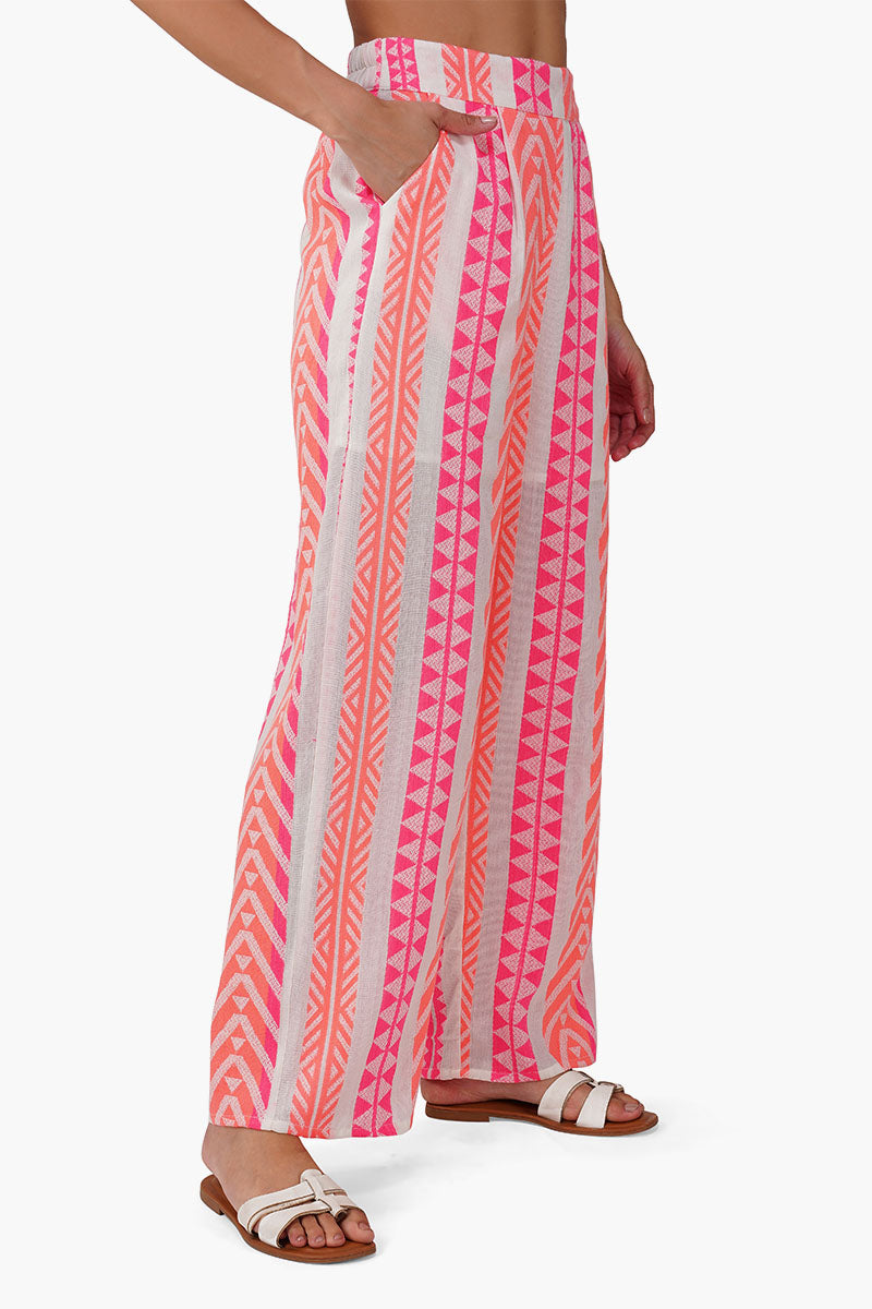 Rosy Salmon Jacquard Pant