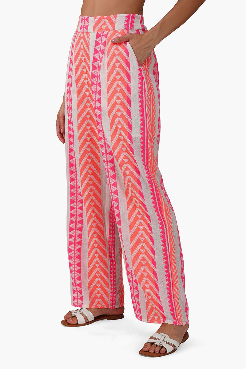 Rosy Salmon Jacquard Pant
