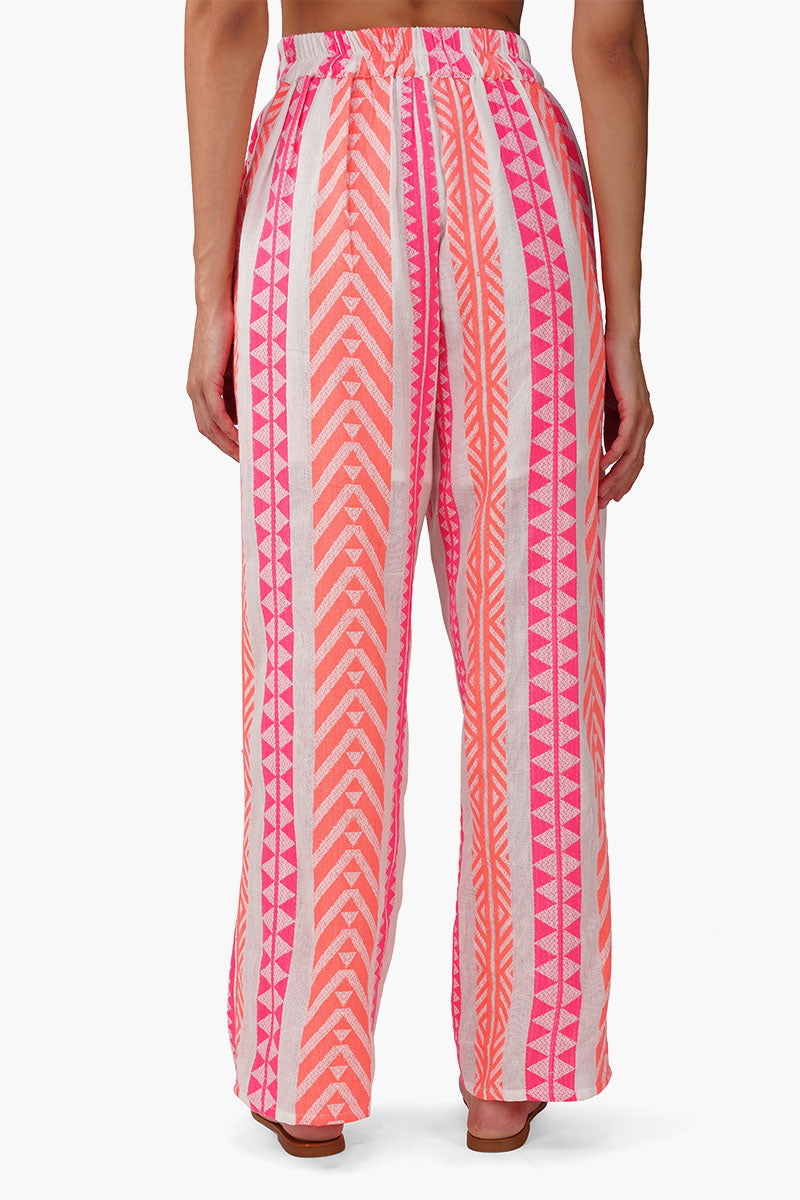 Rosy Salmon Jacquard Pant