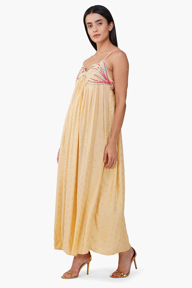 Embellished Desert Ariel Flared Maxi Dress