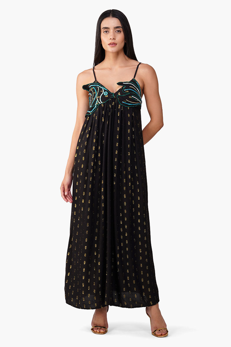 Embellished Midnight Ariel Flared Maxi Dress