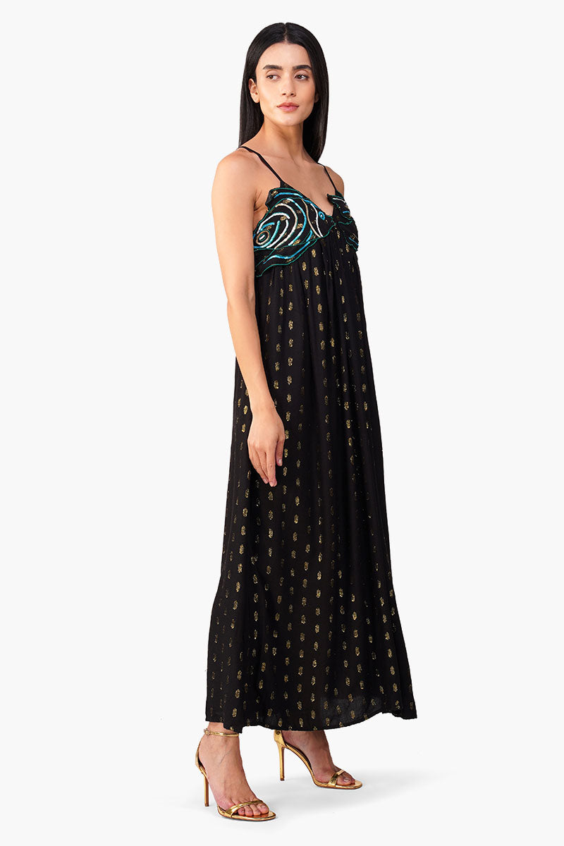 Embellished Midnight Ariel Flared Maxi Dress