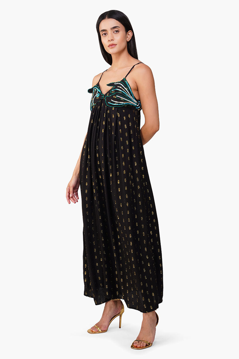 Embellished Midnight Ariel Flared Maxi Dress