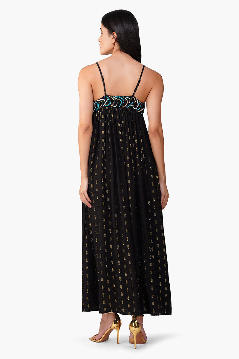 Embellished Midnight Ariel Flared Maxi Dress