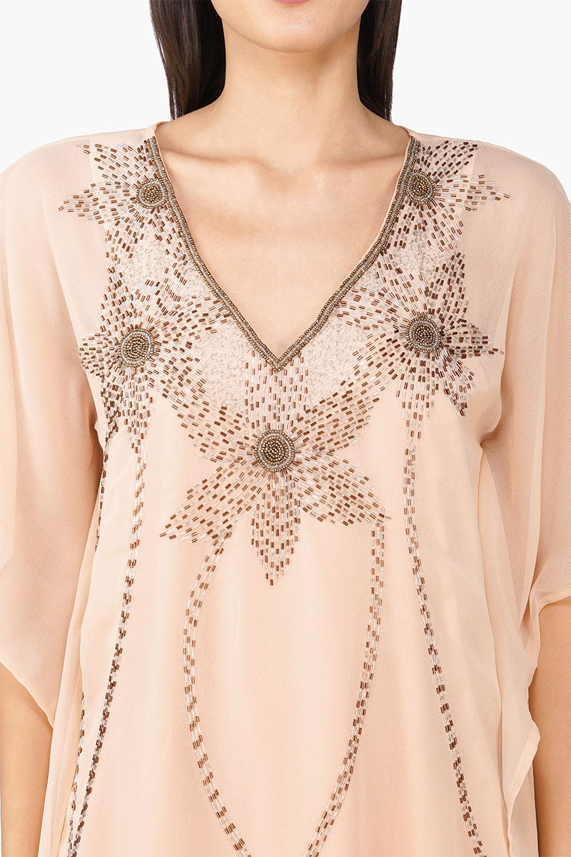 Margot Flora Embellished Short Kaftan Dress