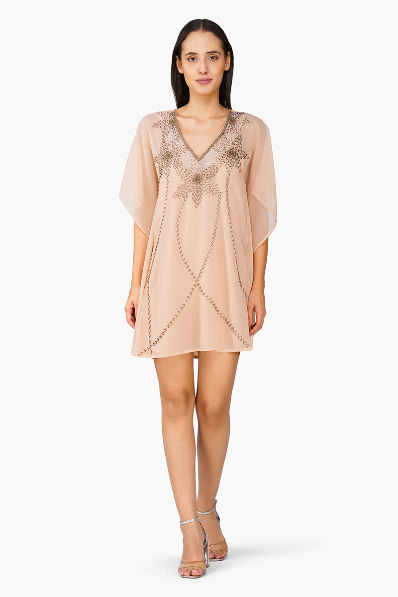 Margot Flora Embellished Short Kaftan Dress