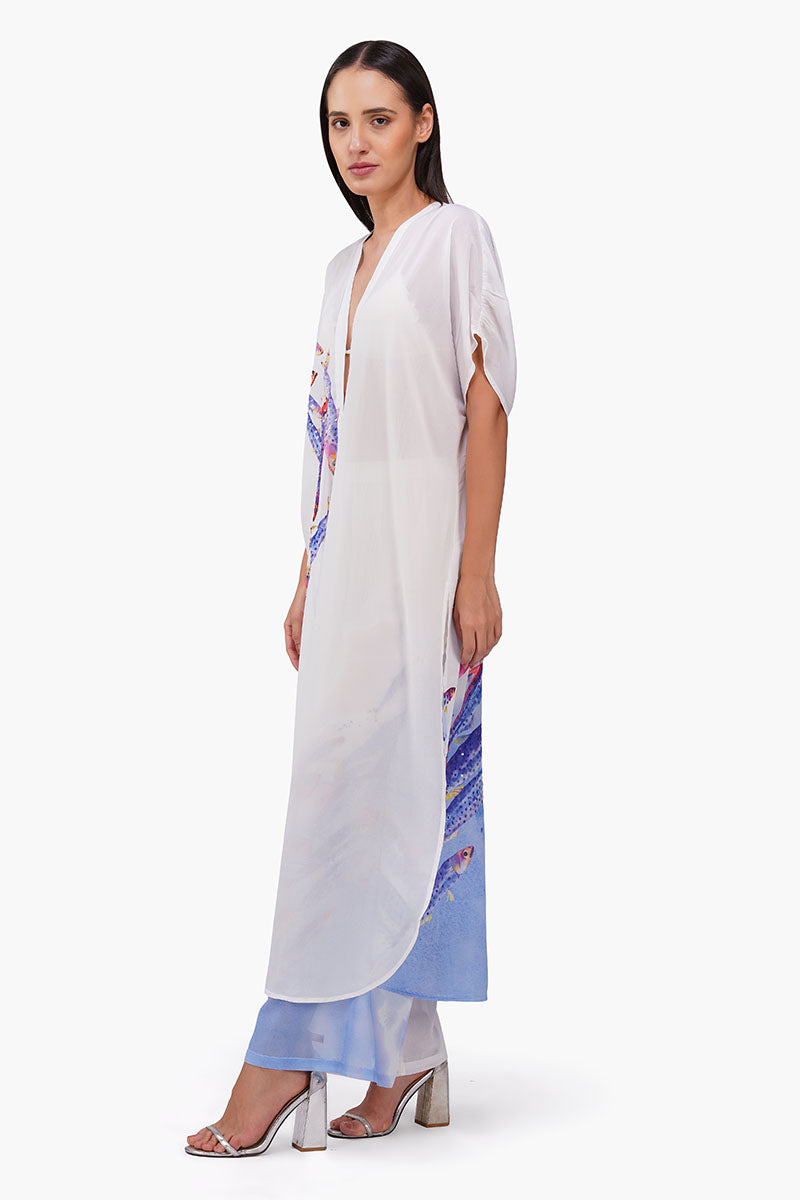 Aqua Ballet Fish Printed Embellished Cover Up