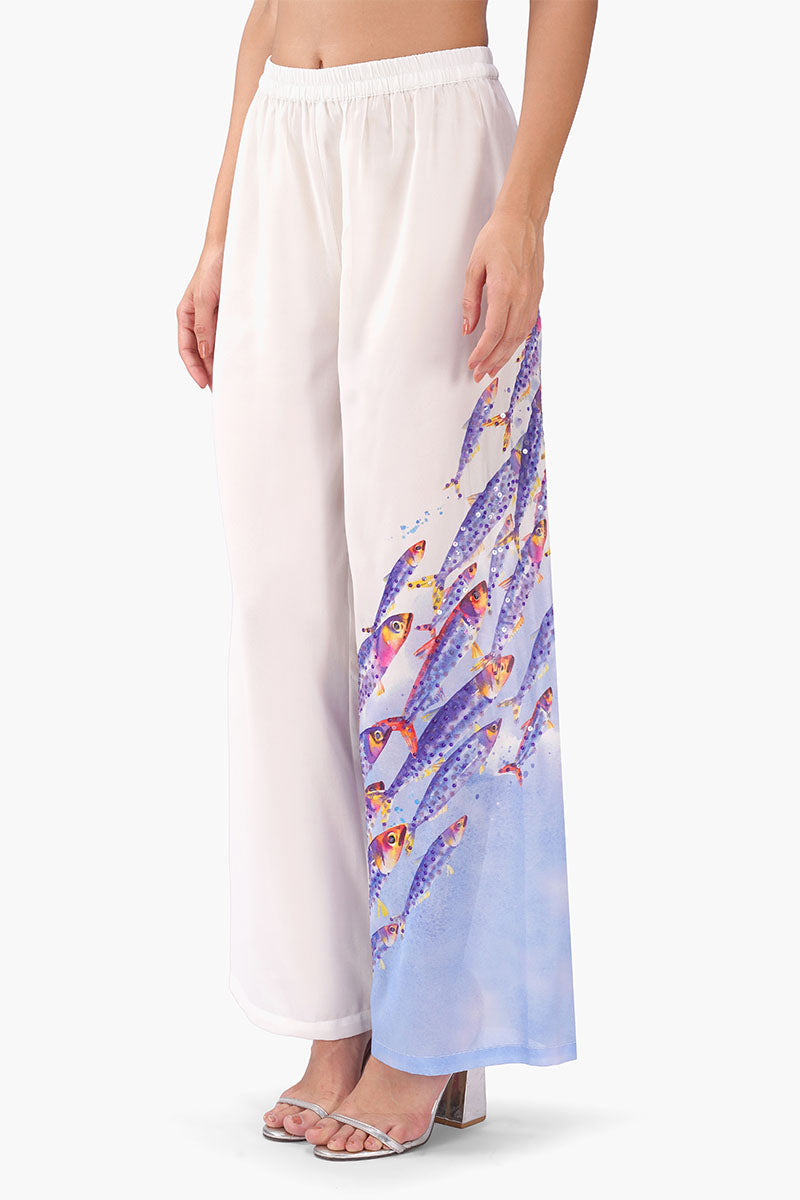 Aqua Ballet Fish Printed Embellished Pants