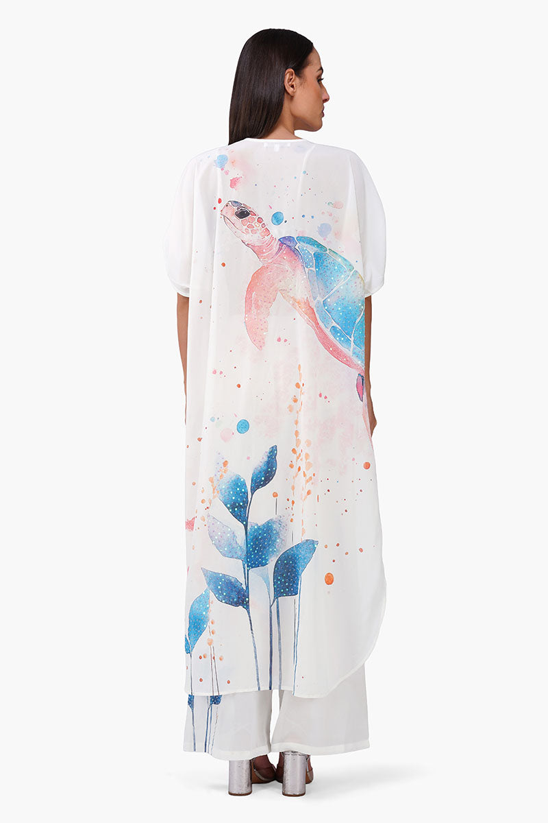 Turtle Tango Printed Embellised Cover Up