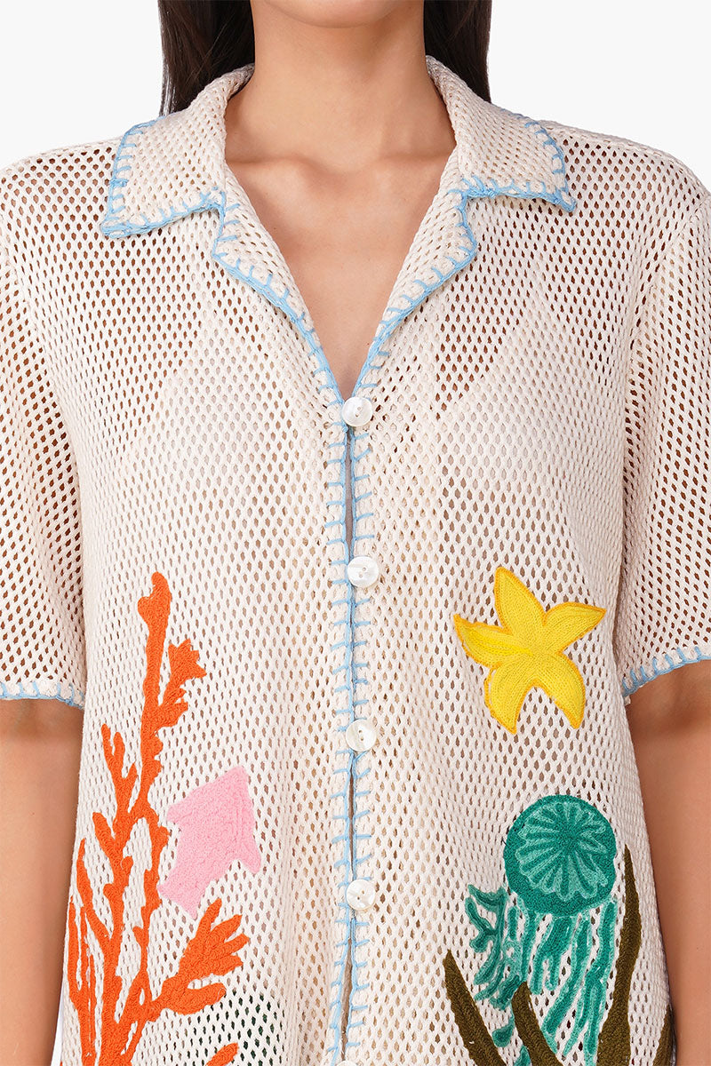 Ocean Multi Thread Embroidered Shirt