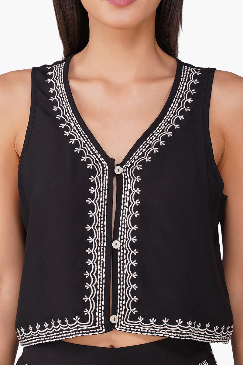 Monochrome Muse Embroidered Top