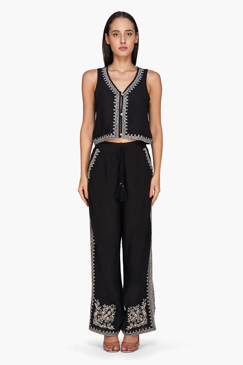 Monochrome Muse Embroidered Pants