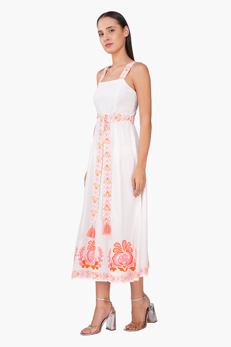 Marigold Mist Embroidered Maxi Dress