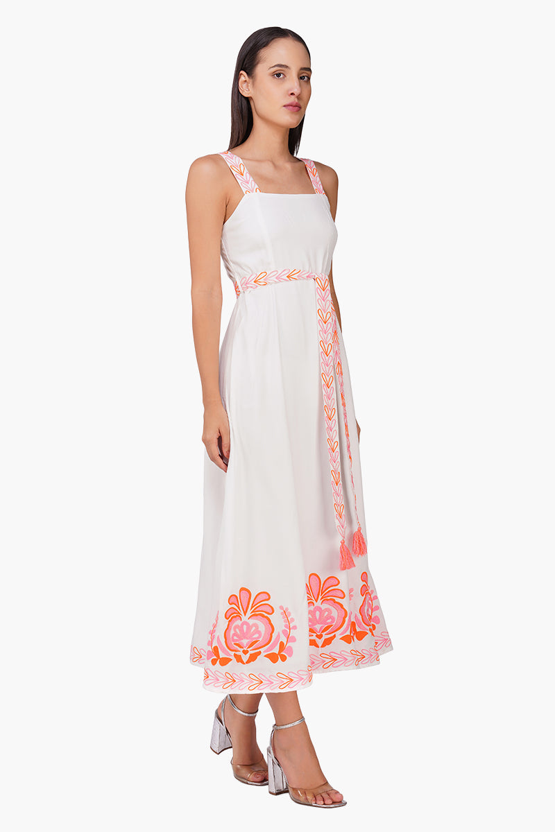 Marigold Mist Embroidered Maxi Dress