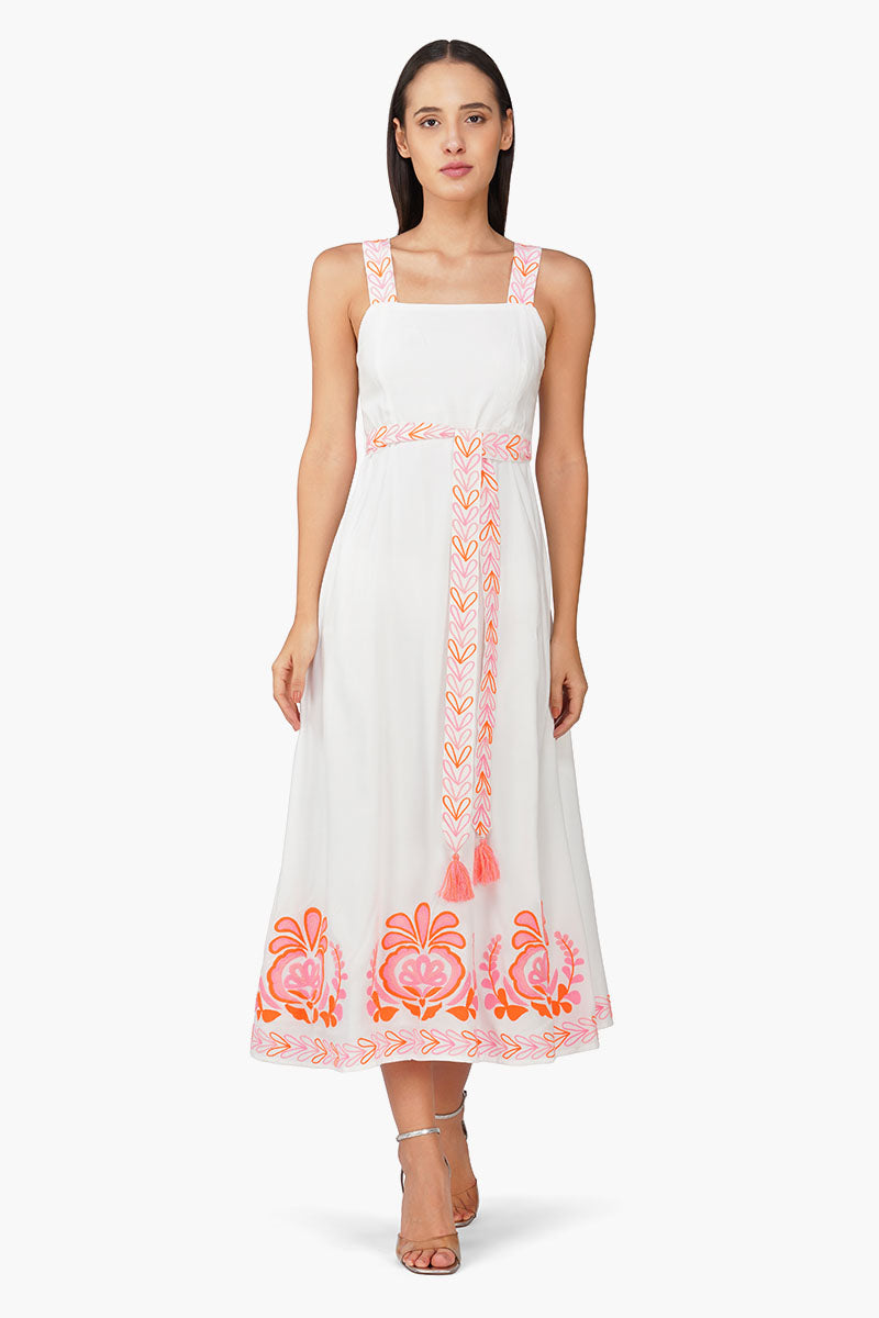 Marigold Mist Embroidered Maxi Dress