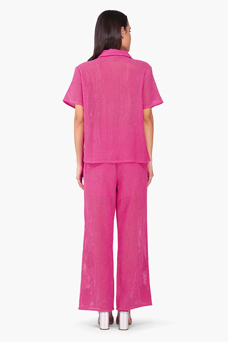 Pink Zest Embroidered Crochet Shirt