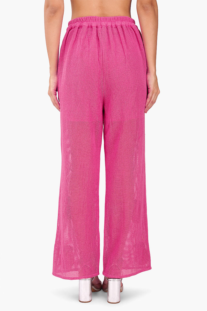 Pink Zest Embroidered Crochet Pants