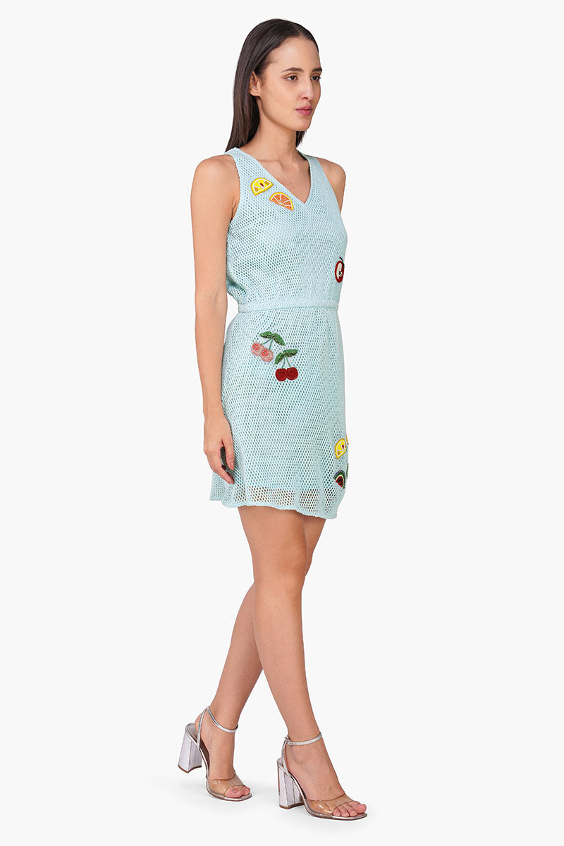 Iced Fruit Embroidered Crochet Dress