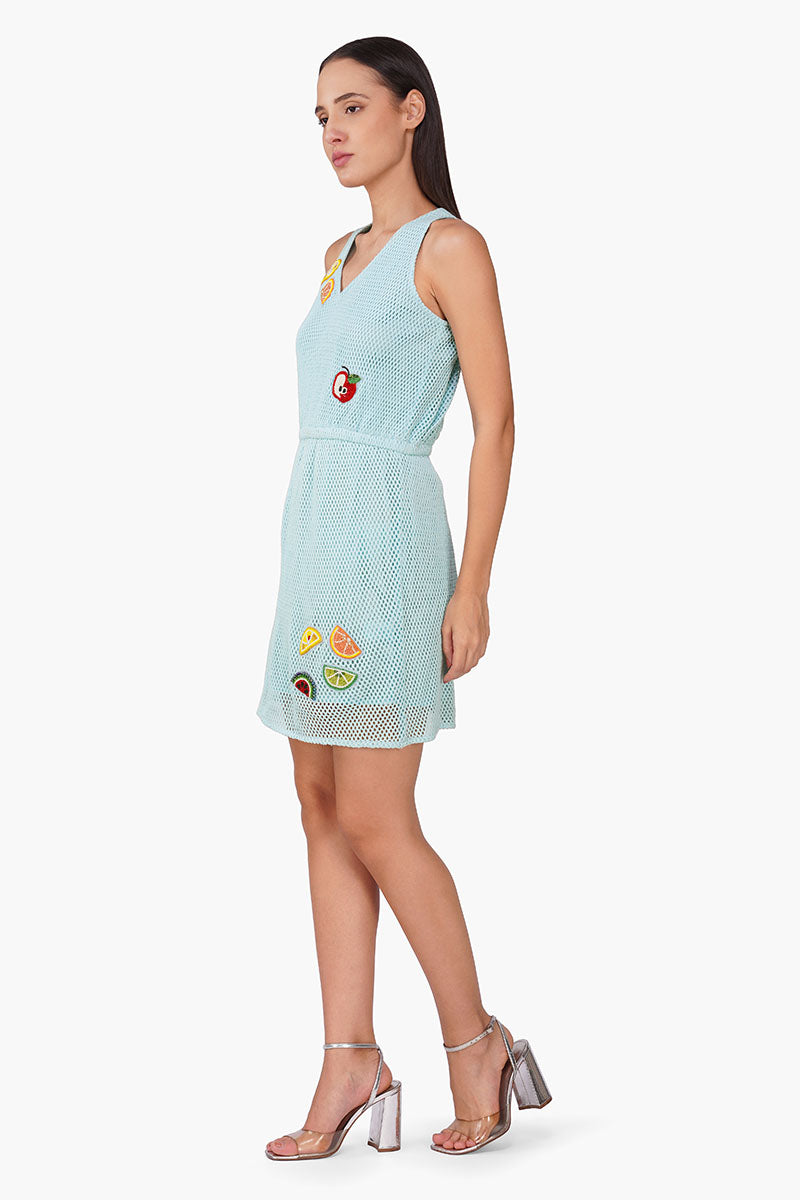 Iced Fruit Embroidered Crochet Dress