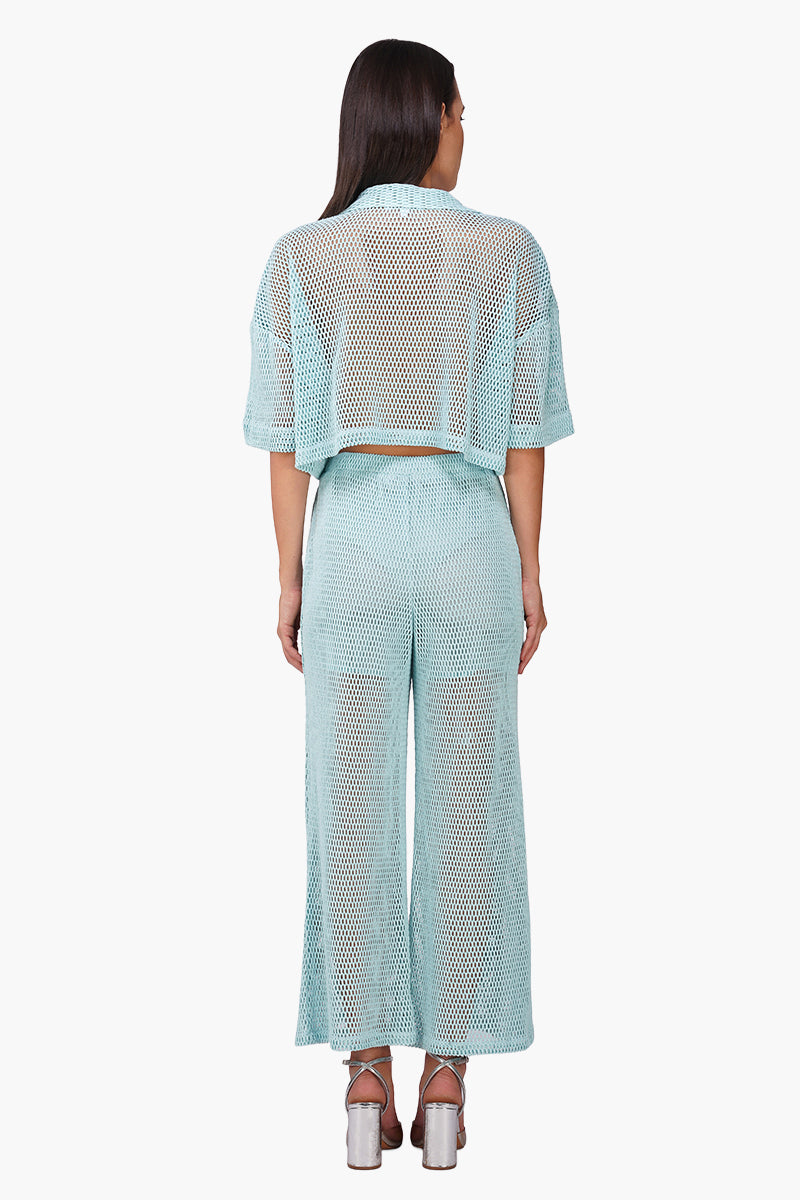 Iced Fruit Embroidered Crochet Crop Shirt