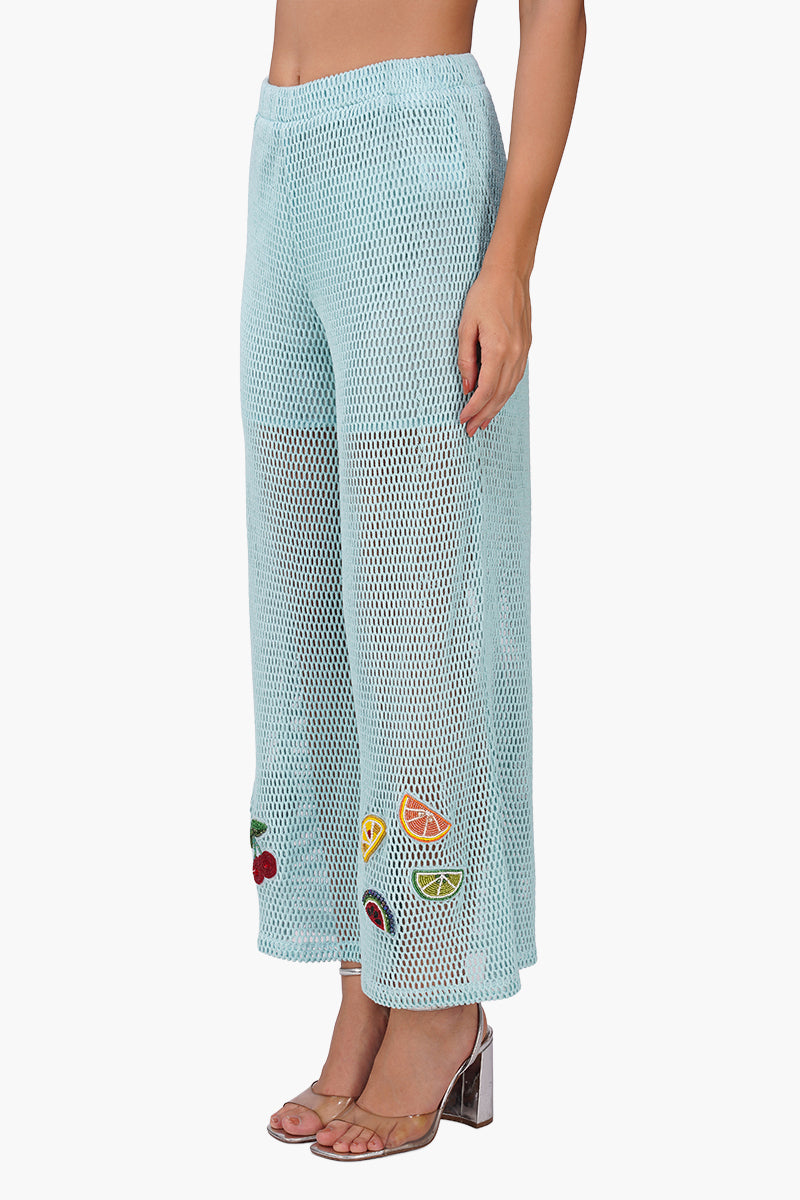 Iced Fruit Embroidered Crochet Pants