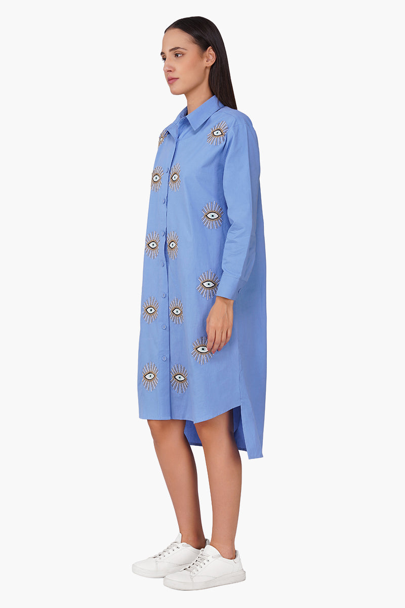 Peri Blink Embellished Shirt Dress
