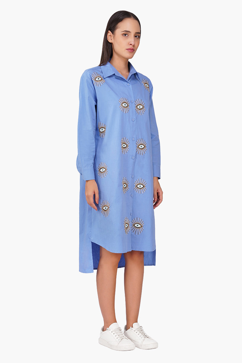 Peri Blink Embellished Shirt Dress